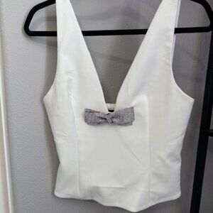 BNWT Zara JEWEL BOW TOP White Size Small